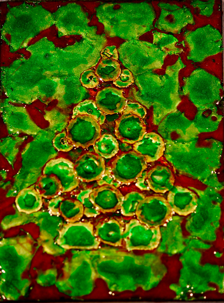 Holiday Trees -Enameled Disk Tree in Green